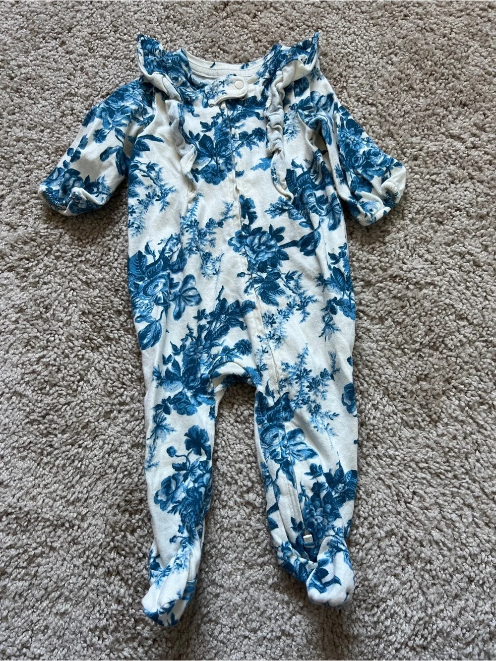 Gap × LoveShackFancy Baby Organic Cotton Floral Footed Zipper One-Piece